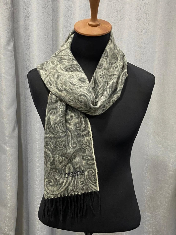 Vintage Renoma Paris Paisley Scarf 75% Lambswool 25% Angora Made in Scotland