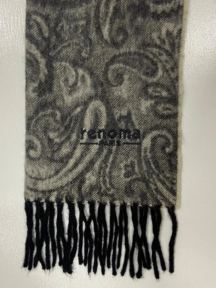 Vintage Renoma Paris Paisley Scarf 75% Lambswool 25% Angora Made in Scotland