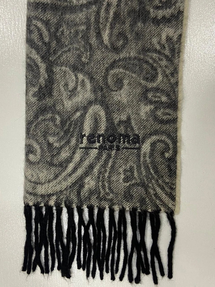 Vintage Renoma Paris Paisley Scarf 75% Lambswool 25% Angora Made in Scotland