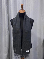 Yves Saint Laurent Pour Homme 100% Wool Scarf – Charcoal Gray with YSL Logo
