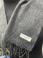 Yves Saint Laurent Pour Homme 100% Wool Scarf – Charcoal Gray with YSL Logo