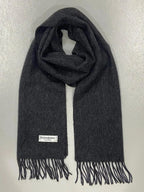 Yves Saint Laurent Pour Homme 100% Wool Scarf – Charcoal Gray with YSL Logo