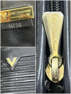 Vintage Mario Valentino Black Leather Monogram Clutch Bag Made in Italy MT36