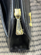 Vintage Mario Valentino Black Leather Monogram Clutch Bag Made in Italy MT36