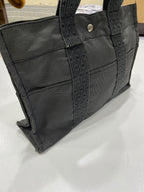 Hermès Vintage Charcoal Canvas Herline Tote MM Bag