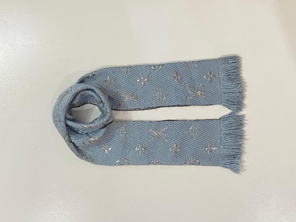 Louis Vuitton Logomania Shine Scarf Celeste Light Blue M70466