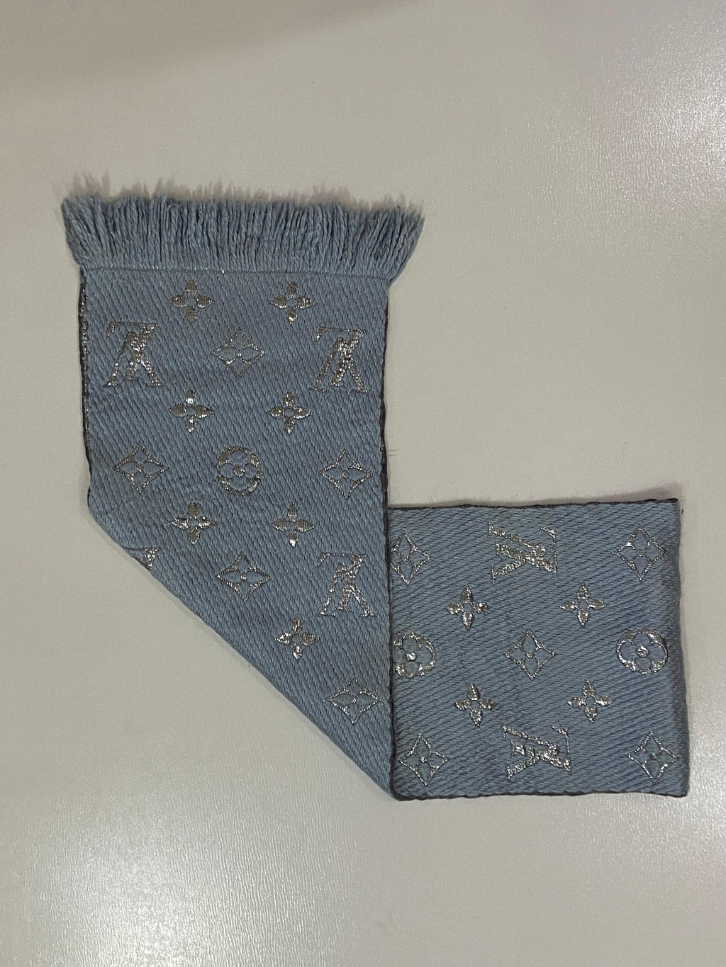 Louis Vuitton Logomania Shine Scarf Celeste Light Blue M70466