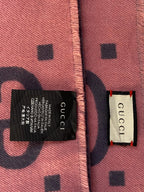 Gucci Reversible GG Monogram Jacquard Wool Scarf - Graphite Grey & Pink