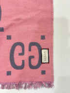 Gucci Reversible GG Monogram Jacquard Wool Scarf - Graphite Grey & Pink
