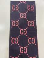Gucci Reversible GG Monogram Jacquard Wool Scarf - Graphite Grey & Pink