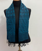 Vintage Fendi Uomo Teal Blue FF Monogram Jacquard Scarf