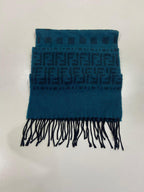 Vintage Fendi Uomo Teal Blue FF Monogram Jacquard Scarf