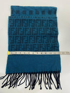 Vintage Fendi Uomo Teal Blue FF Monogram Jacquard Scarf