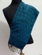 Vintage Fendi Uomo Teal Blue FF Monogram Jacquard Scarf