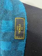 Vintage Fendi Uomo Teal Blue FF Monogram Jacquard Scarf