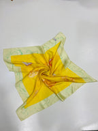 Vintage BVLGARI Davide Pizzigoni Silk Scarf – Yellow Fashion Accessories Print