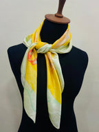 Vintage BVLGARI Davide Pizzigoni Silk Scarf – Yellow Fashion Accessories Print