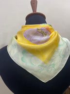 Vintage BVLGARI Davide Pizzigoni Silk Scarf – Yellow Fashion Accessories Print