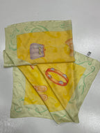 Vintage BVLGARI Davide Pizzigoni Silk Scarf – Yellow Fashion Accessories Print