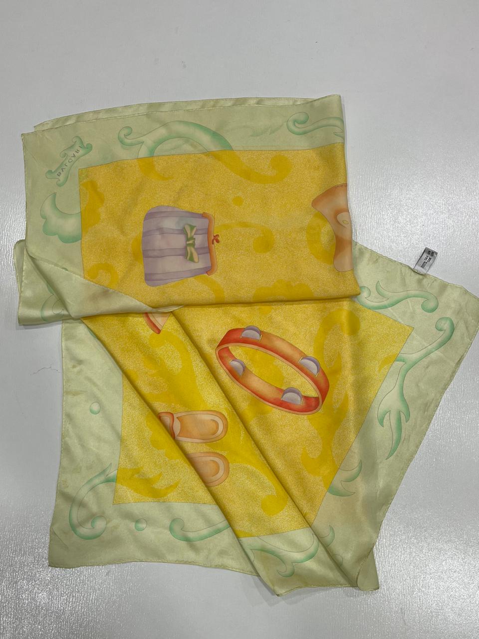 Vintage BVLGARI Davide Pizzigoni Silk Scarf – Yellow Fashion Accessories Print