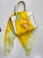 Vintage BVLGARI Davide Pizzigoni Silk Scarf – Yellow Fashion Accessories Print