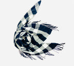 Burberry Black Check 100% Cashmere Triangle Fringe Scarf (Made in Scotland)