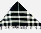 Burberry Black Check 100% Cashmere Triangle Fringe Scarf (Made in Scotland)