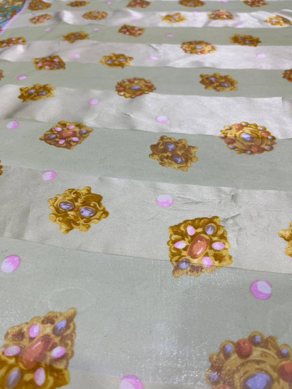 Vintage Balenciaga Paris 100% Silk Baroque Scroll Print Square Scarf