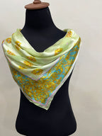 Vintage Balenciaga Paris 100% Silk Baroque Scroll Print Square Scarf