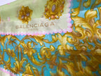 Vintage Balenciaga Paris 100% Silk Baroque Scroll Print Square Scarf