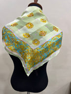 Vintage Balenciaga Paris 100% Silk Baroque Scroll Print Square Scarf