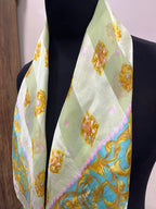 Vintage Balenciaga Paris 100% Silk Baroque Scroll Print Square Scarf