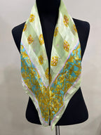 Vintage Balenciaga Paris 100% Silk Baroque Scroll Print Square Scarf