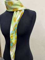 Vintage Balenciaga Paris 100% Silk Baroque Scroll Print Square Scarf