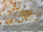 Vintage Balenciaga Paris Floral Scarf in Cream & Orange 100% Silk
