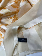 Vintage Balenciaga Paris Floral Scarf in Cream & Orange 100% Silk
