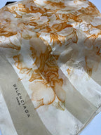 Vintage Balenciaga Paris Floral Scarf in Cream & Orange 100% Silk