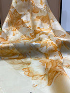 Vintage Balenciaga Paris Floral Scarf in Cream & Orange 100% Silk