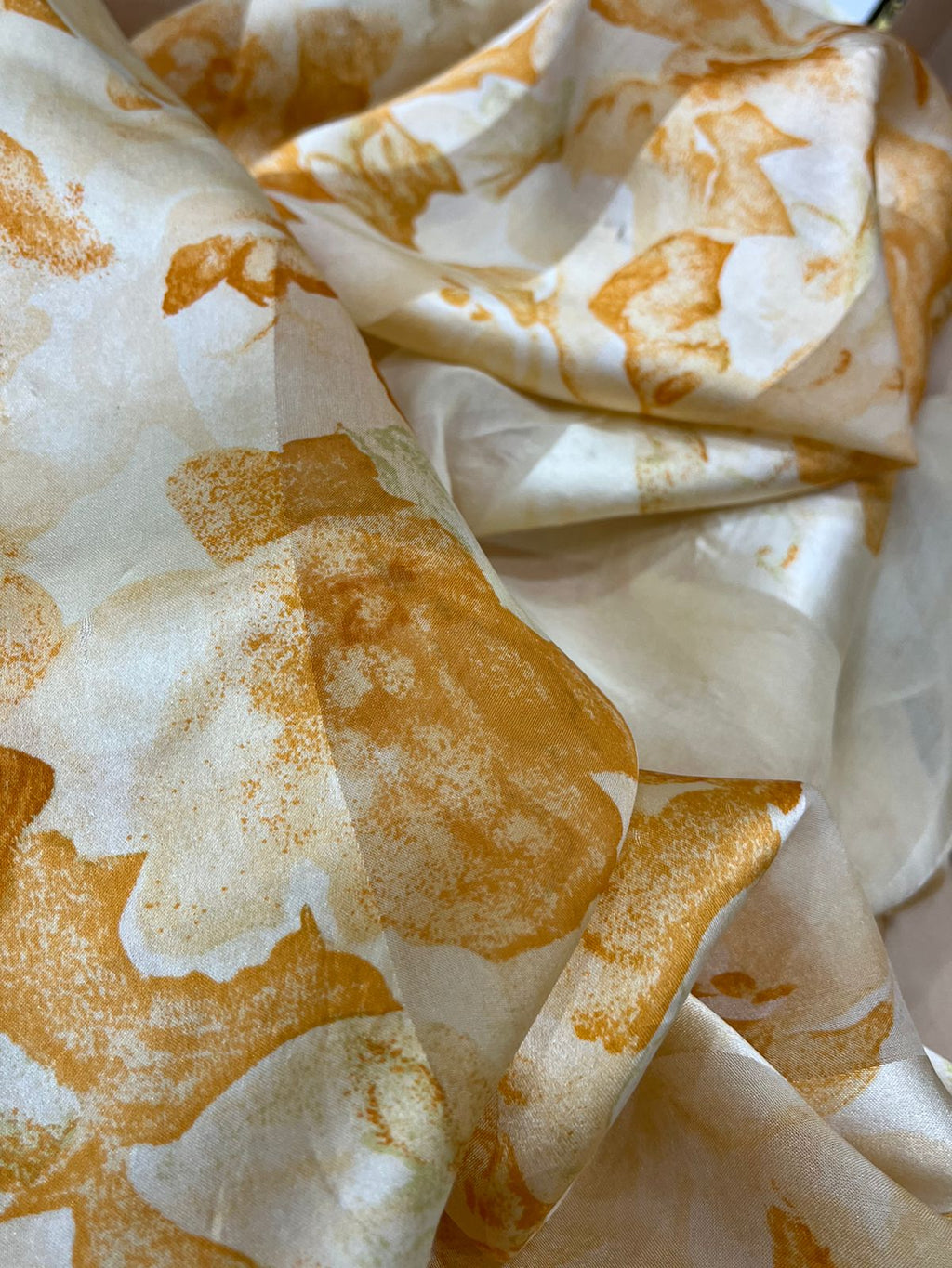 Vintage Balenciaga Paris Floral Scarf in Cream & Orange 100% Silk