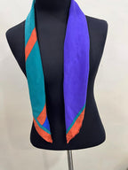 Vintage Yves Saint Laurent YSL Geometric Silk Scarf – Purple, Teal & Orange