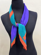 Vintage Yves Saint Laurent YSL Geometric Silk Scarf – Purple, Teal & Orange