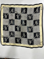 Vintage Nina Ricci Monogram Chain & Houndstooth Silk Square Scarf