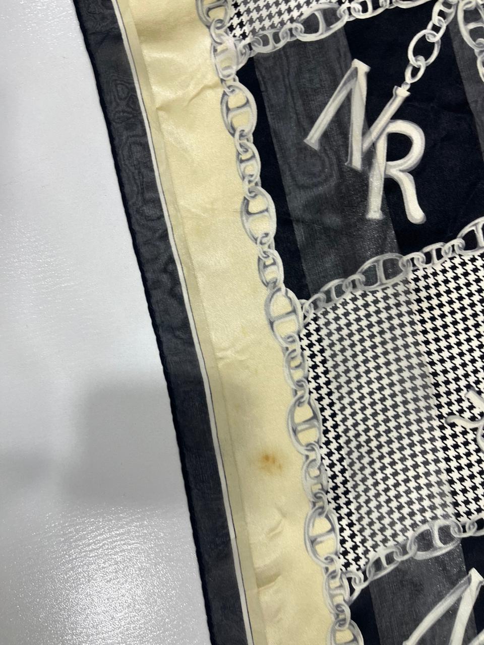 Vintage Nina Ricci Monogram Chain & Houndstooth Silk Square Scarf