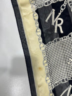 Vintage Nina Ricci Monogram Chain & Houndstooth Silk Square Scarf