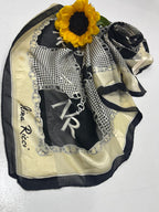 Vintage Nina Ricci Monogram Chain & Houndstooth Silk Square Scarf