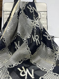 Vintage Nina Ricci Monogram Chain & Houndstooth Silk Square Scarf