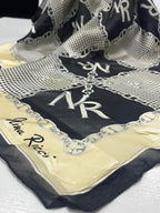 Vintage Nina Ricci Monogram Chain & Houndstooth Silk Square Scarf