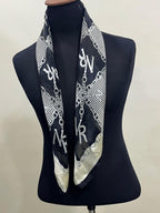 Vintage Nina Ricci Monogram Chain & Houndstooth Silk Square Scarf