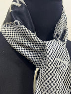 Vintage Nina Ricci Monogram Chain & Houndstooth Silk Square Scarf