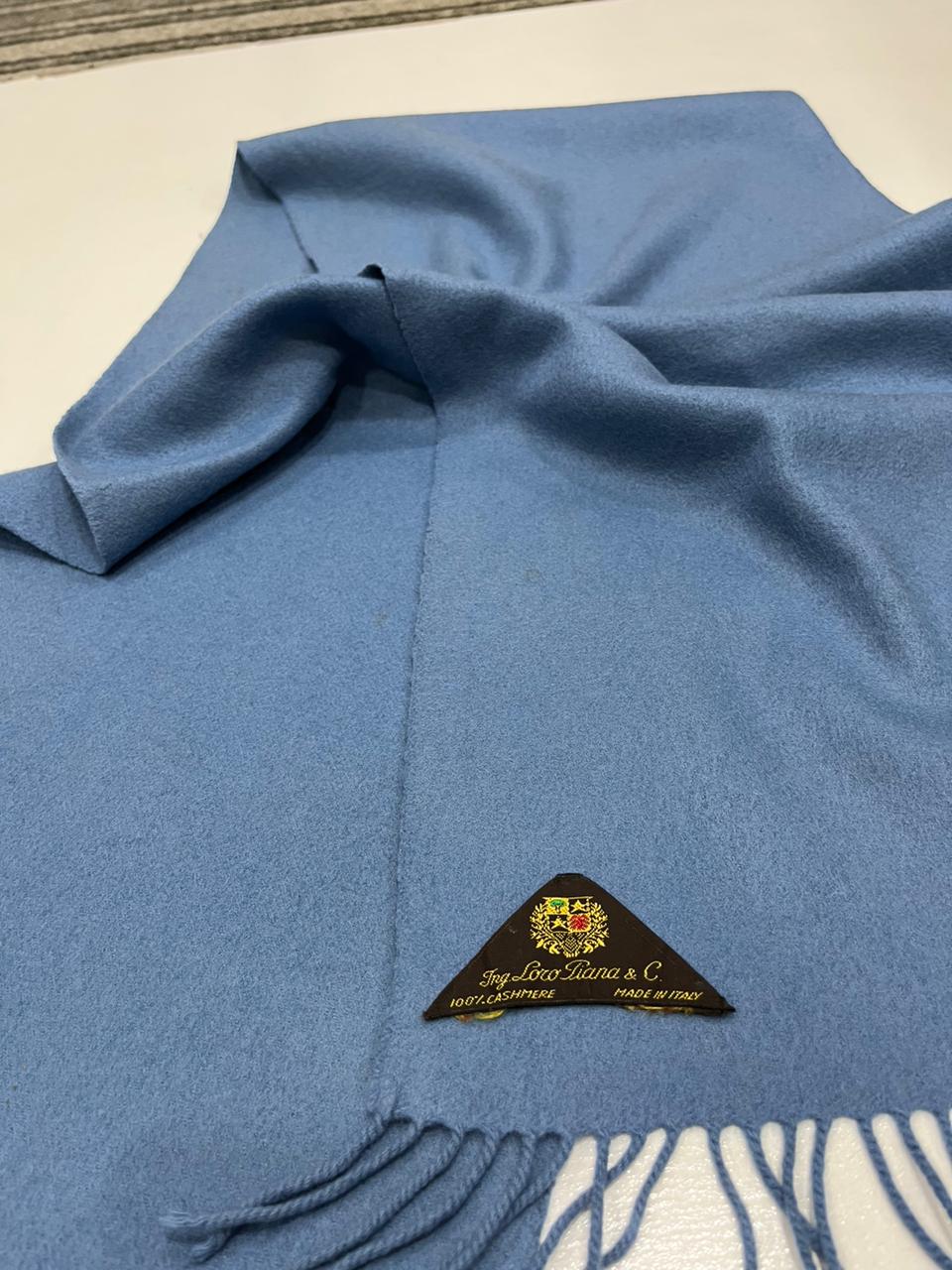 Italian 100% Cashmere Scarf in Blue – Ing. Loro Piana & C. Label